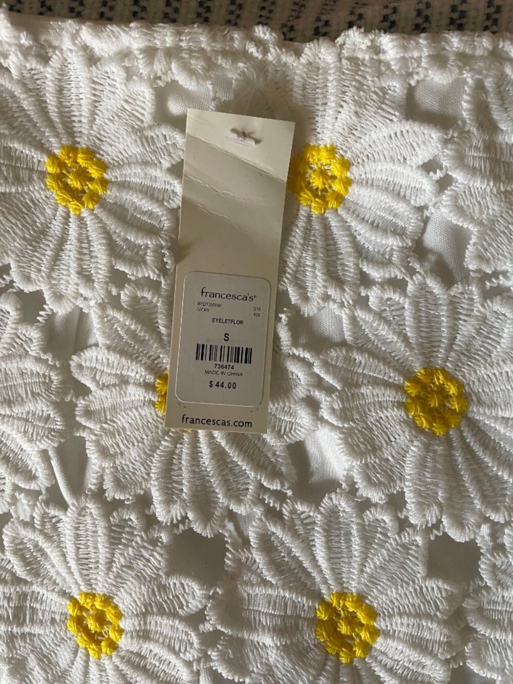 Francesca's Daisy Eyelet Floral Lace Mini Skirt - Picture 2 of 4